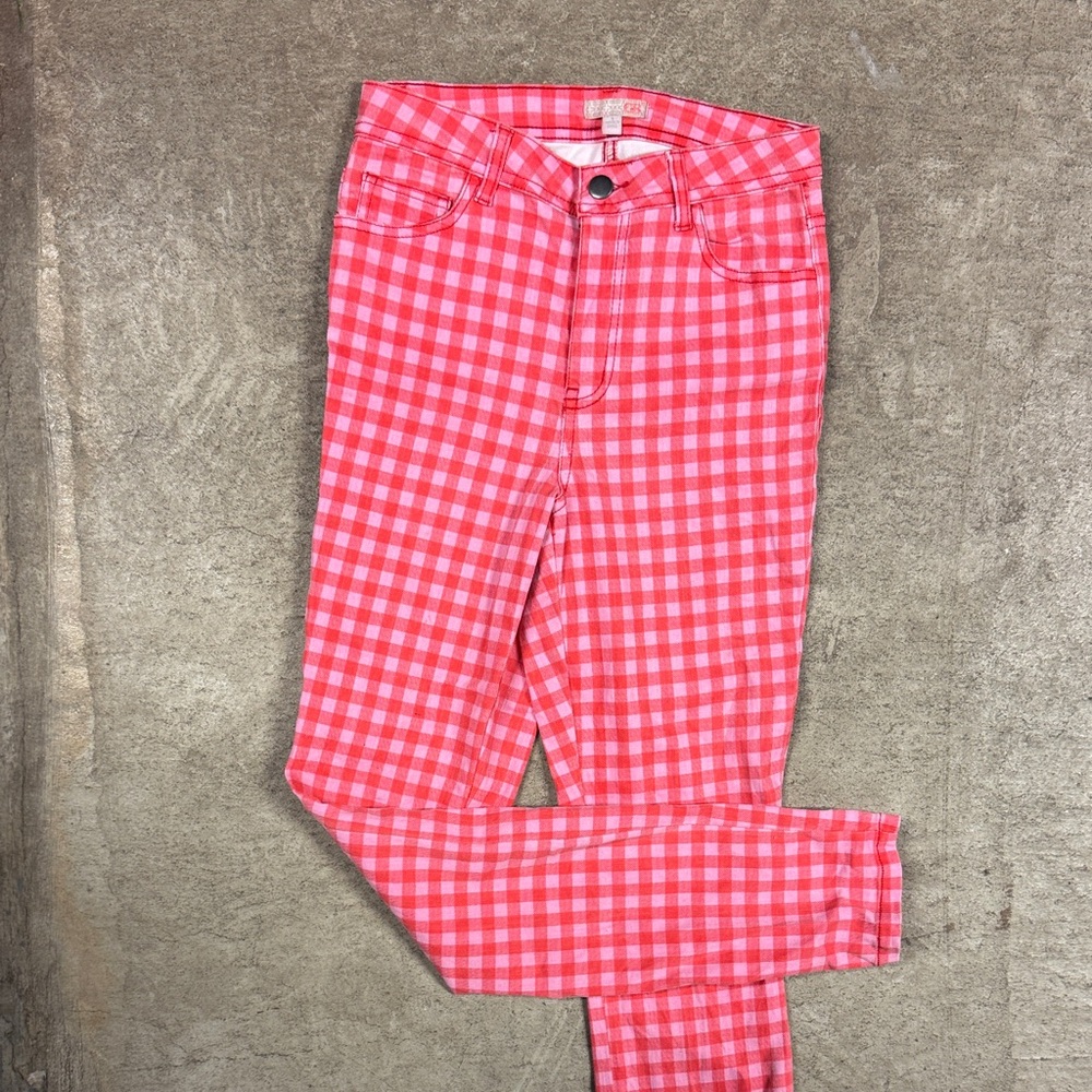 GB Brand Red Pink Gingham Print Pants